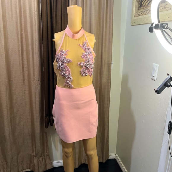 Sexy Mini Birthday Cocktail Dress Women Pink Mini Dress - Picture 7 of 13